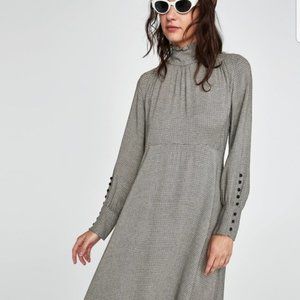 Zara CHECK MIDI DRESS Size Large